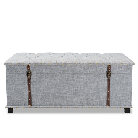 Baxton Studio Kyra Grey Upholstered Storage Trunk Ottoman 161-10277